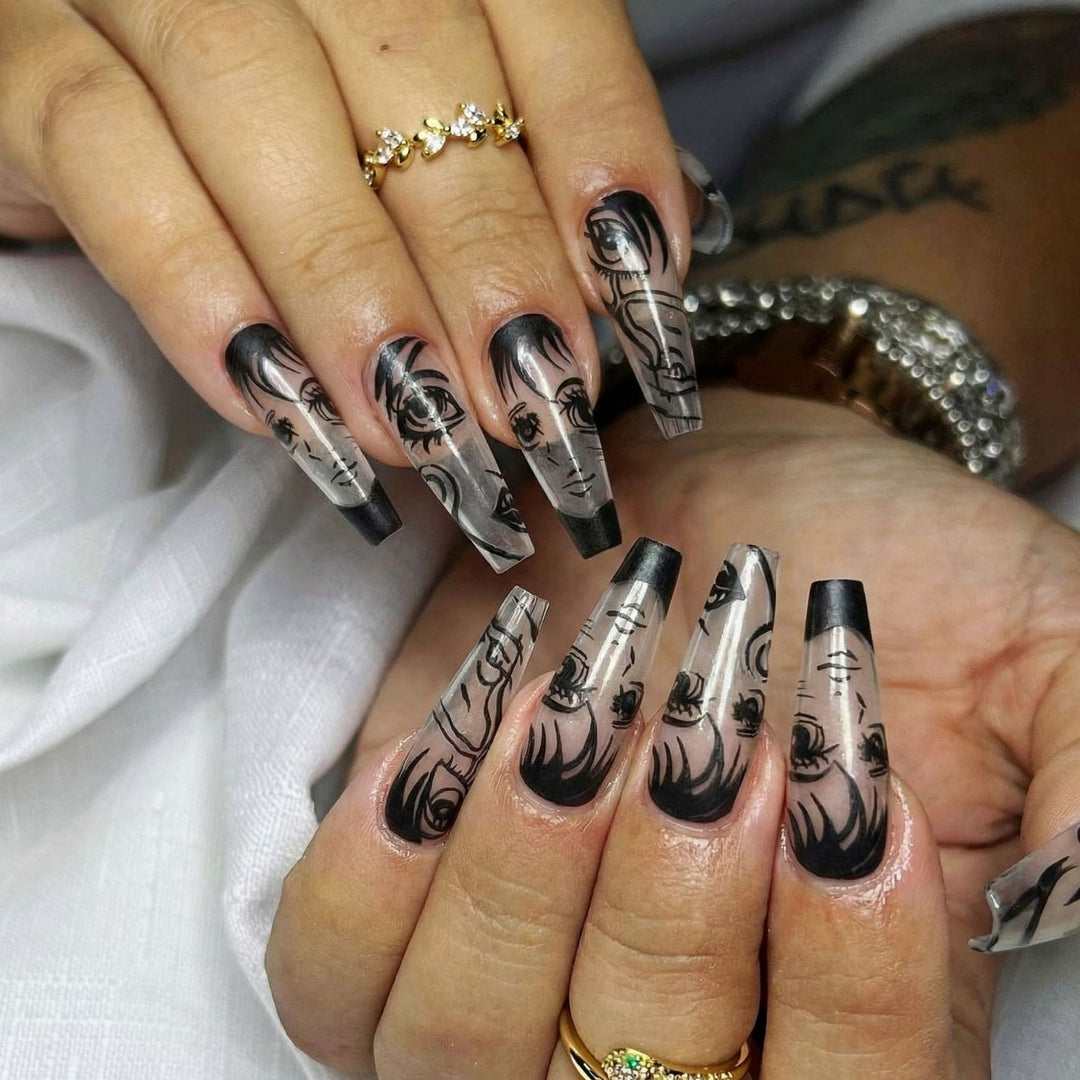 Art Nail Set with Artistic Portrait Designs Bowlift