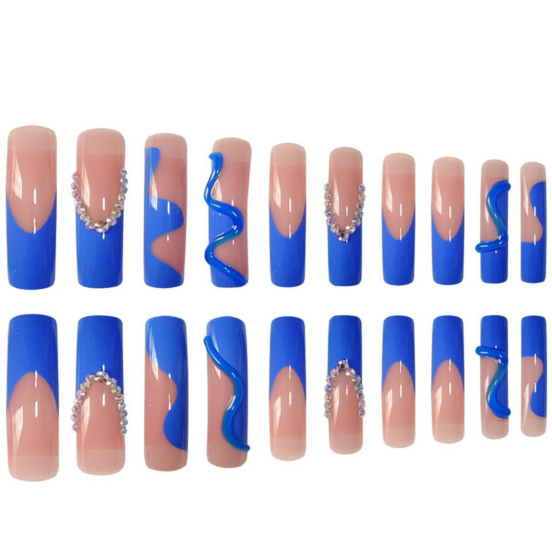 Creative Stiletto Nail Enhancements with Aqua-Gem Accents Bowlift