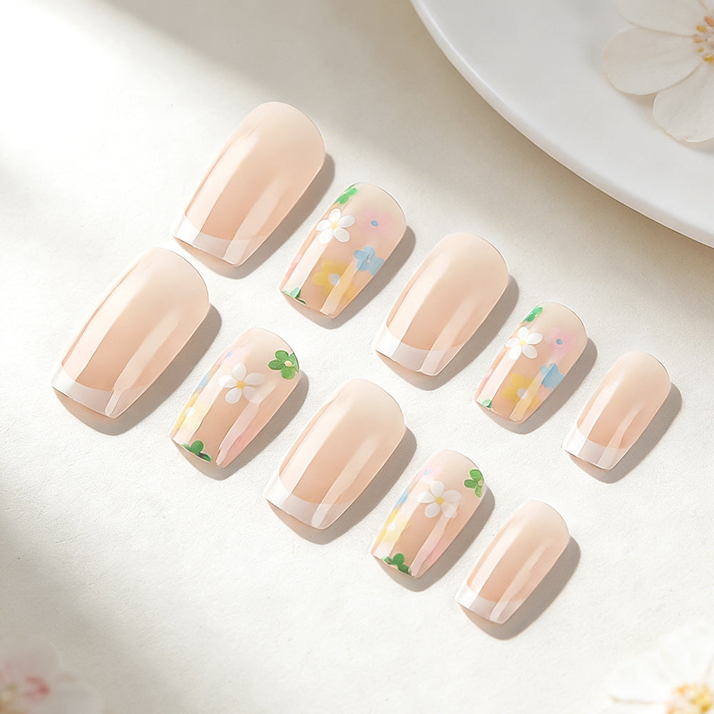 Floral French Tip Press-On Nail Set Bowlift