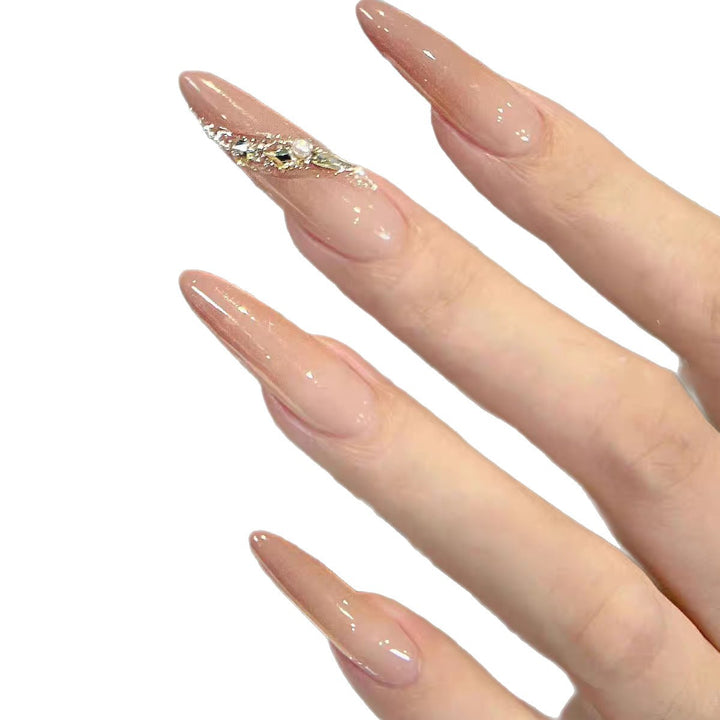 Elegant Stiletto-Style Press-On Nails with Gemstone Accents Bowlift