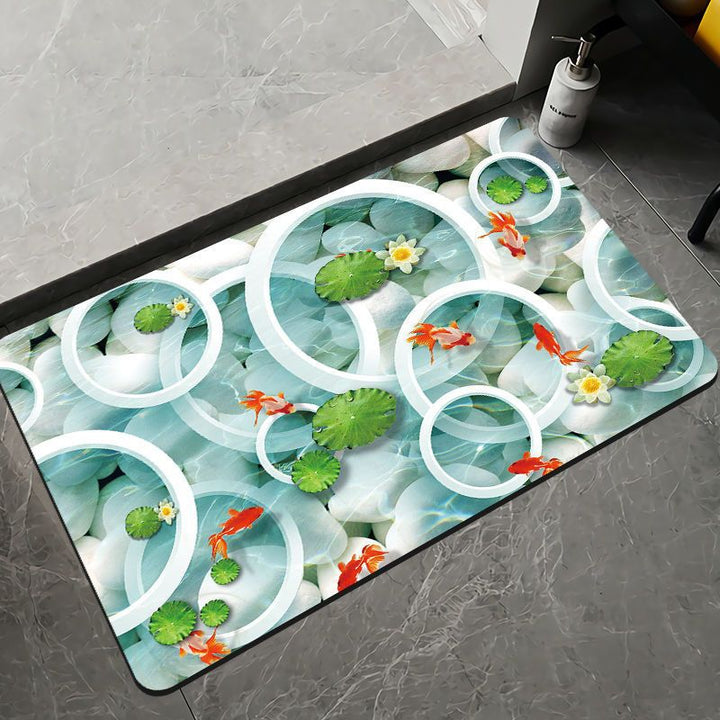Elegant Floral Design Bath Mat Bowlift