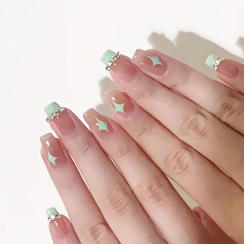Acrylic nail set with elegant geometric decorations Bowlift