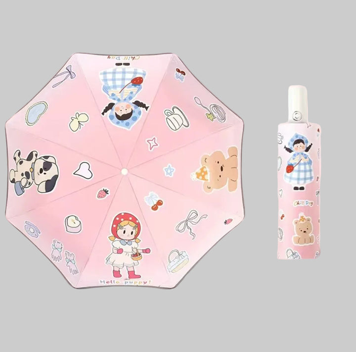 Women's Folding Umbrella with Space Design Bowlift
