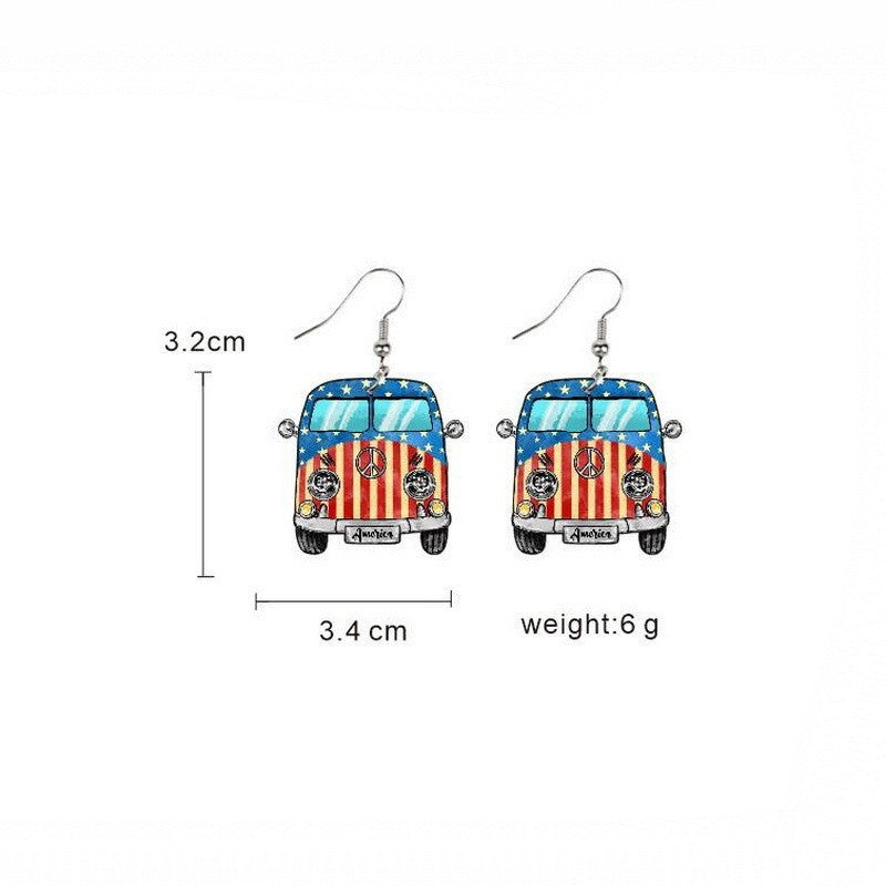 Women's handmade acrylic earrings can holder with patriotic flag motif and fish hook closure Bowlift