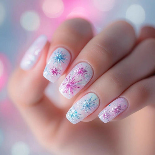 Artificial nails with sparkling star design Bowlift