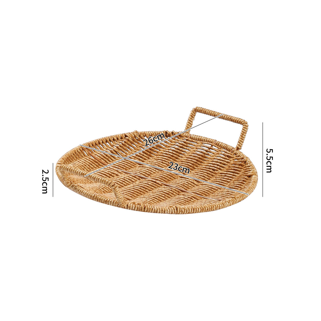 Handwoven Round Serving Tray with Ergonomic Handles Bowlift