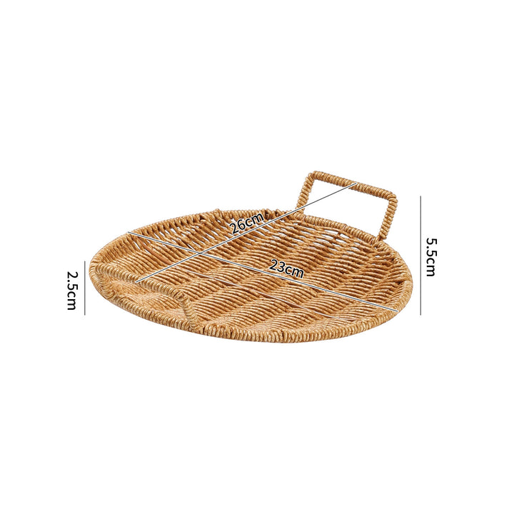 Handwoven Round Serving Tray with Ergonomic Handles Bowlift