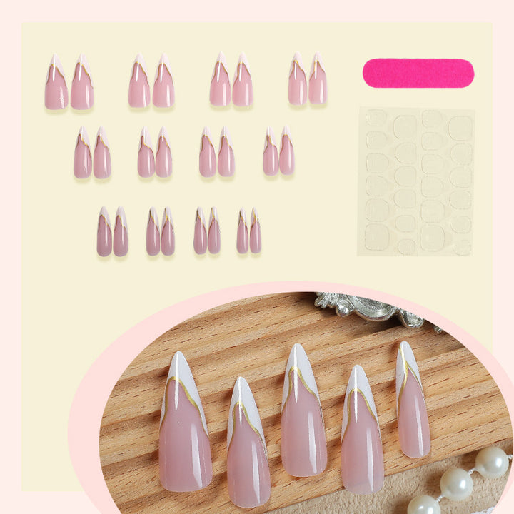 Artificial nail set with elegant gold edge Bowlift