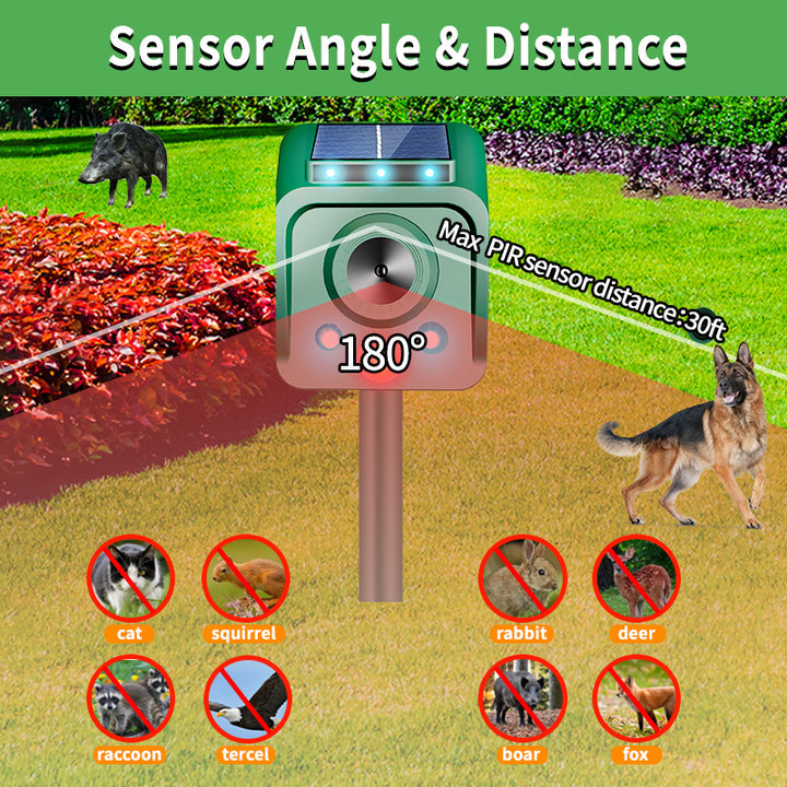 Solar-powered high-frequency animal repellent device Bowlift