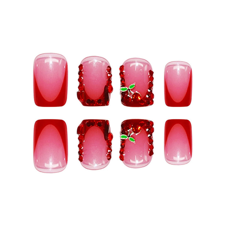 Artistic Press-On Nail Set with Floral Embellishments Bowlift