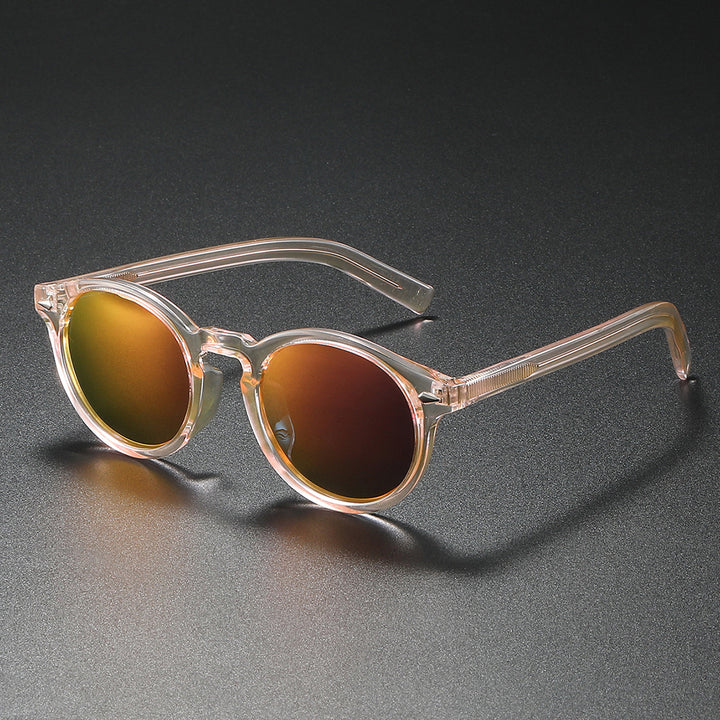 Ladies Round Sunglasses with Transparent Frame and Reflective Lenses Bowlift