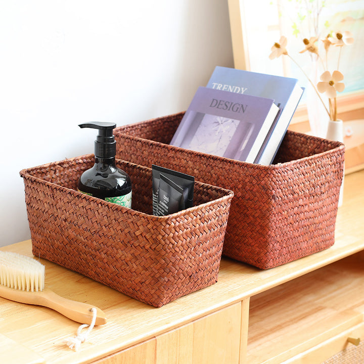 Rectangular Handwoven Storage Basket Bowlift