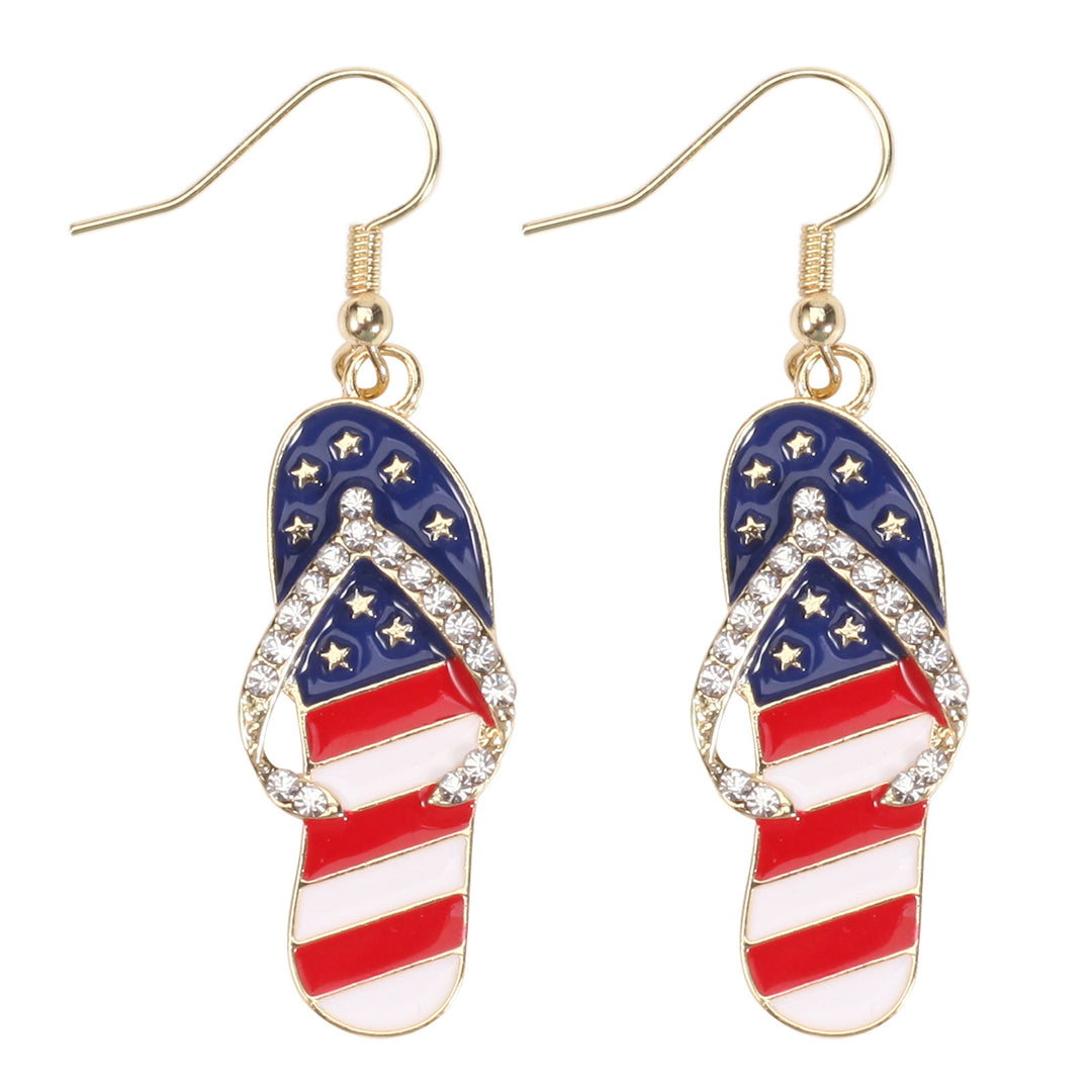 Women's filigree earrings in flag design with crystal stripes and enamel trim Bowlift