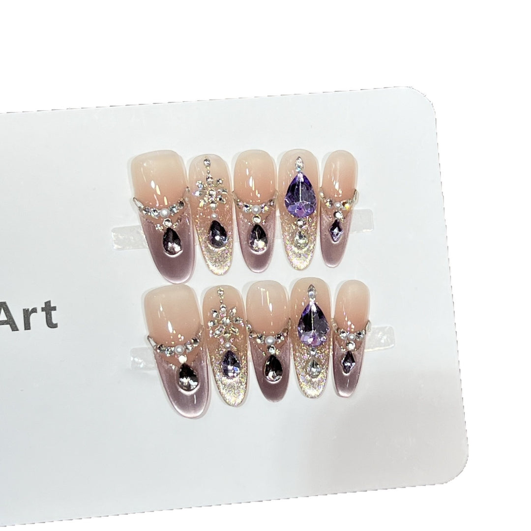 Glamorous Stiletto Nail Art with Rhinestones Bowlift