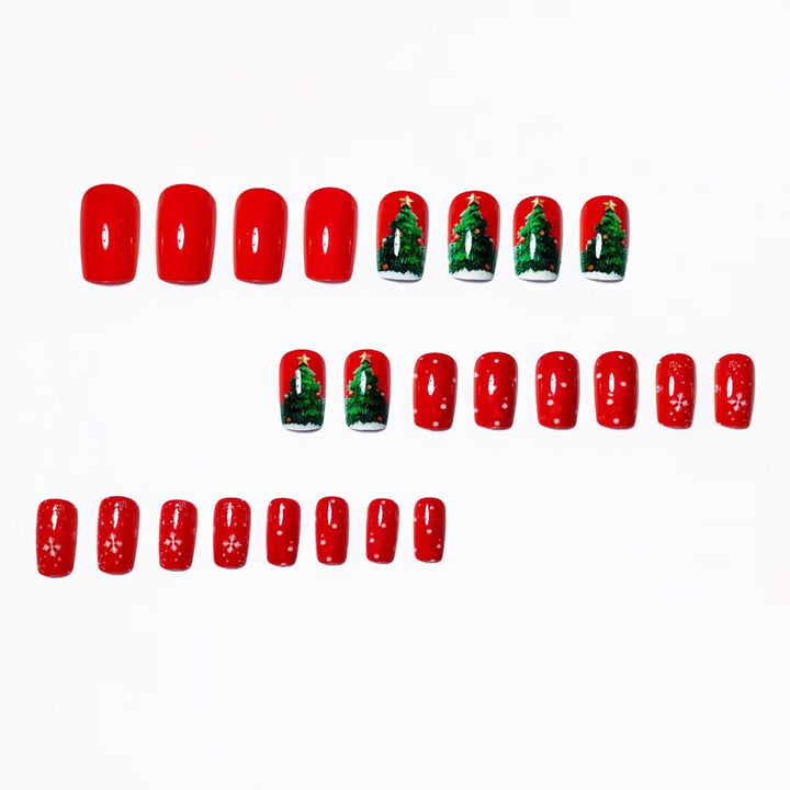 Artificial nails in festive Christmas design Bowlift