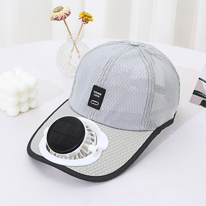 Solar-powered Fan Cap with integrated fan and breathable mesh Bowlift