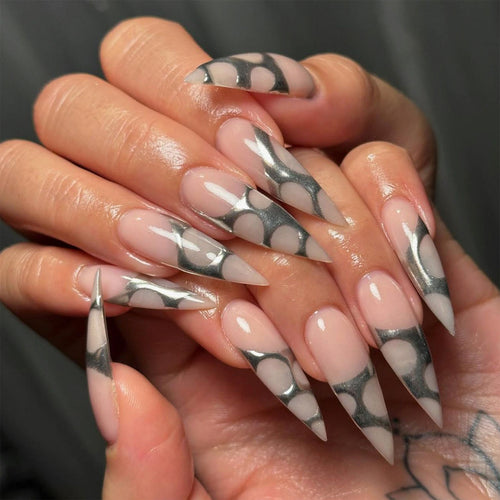 Artful stiletto nails with modern design Bowlift