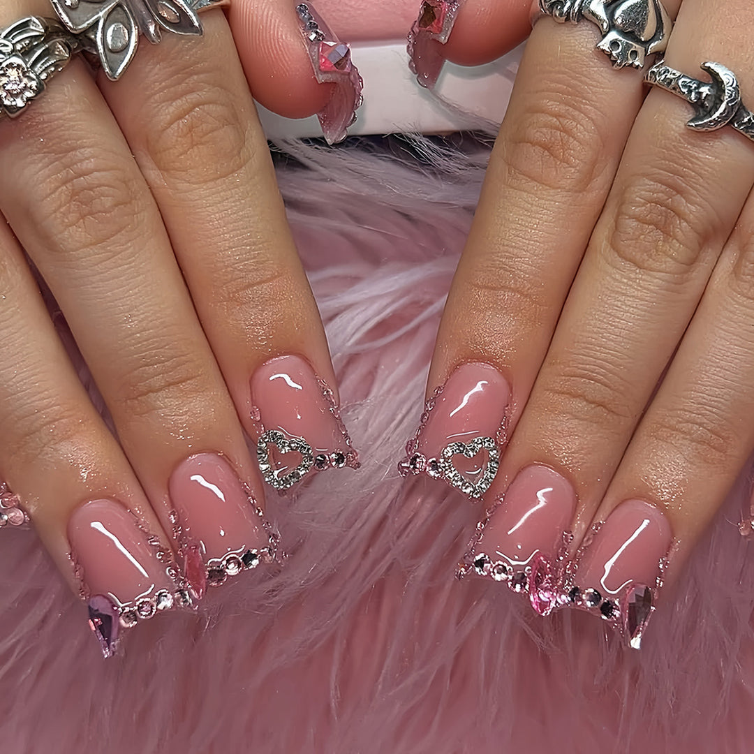 Decorative Rhinestone-Accent Press-On Nails Bowlift