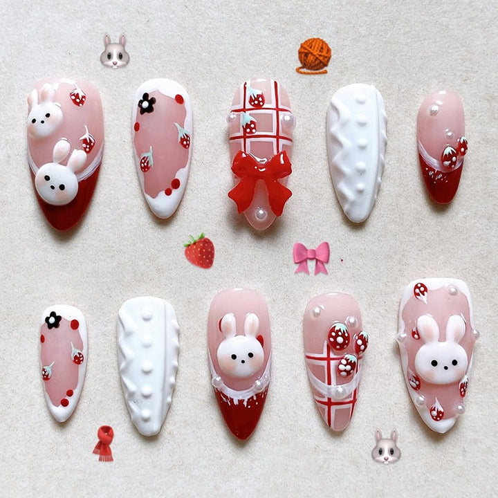 Creative Nail Art Set with Romantic Heart and Animal Designs Bowlift