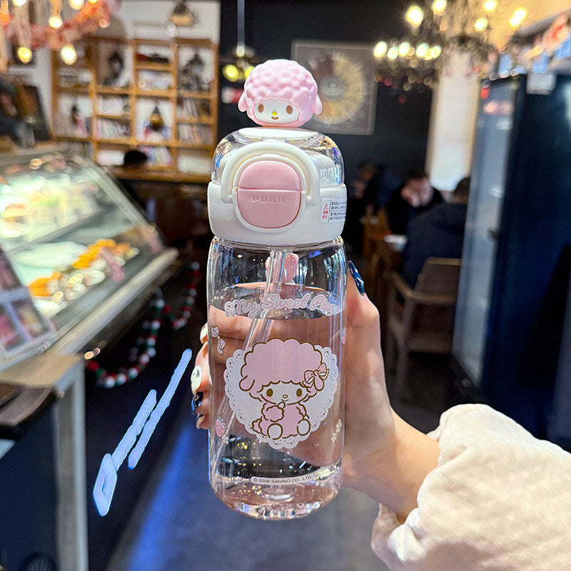 Women's water bottle with interactive lid and cute character design Bowlift