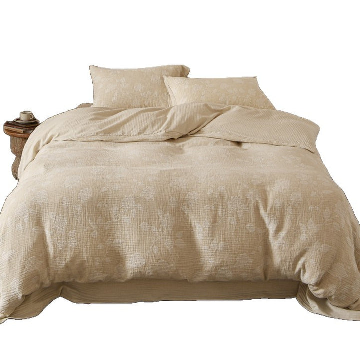 Rustic Washed Linen-Blend Textured Duvet Cover Set with Envelope Closure