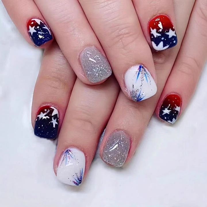 Patriotic Gel Nail Art Extensions Bowlift