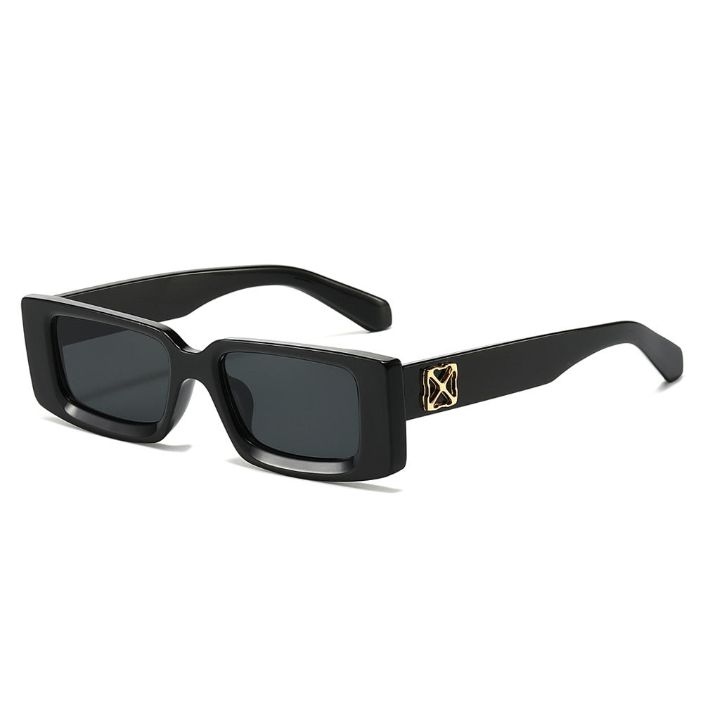 Oversized Geometric Sunglasses with Decorative Metal Accents Bowlift