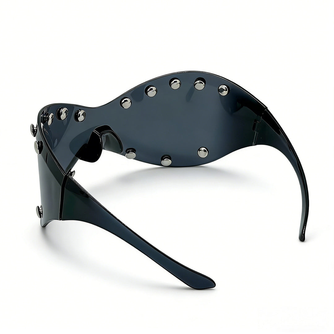 Women's futuristic designer sunglasses with decorative metal elements Bowlift