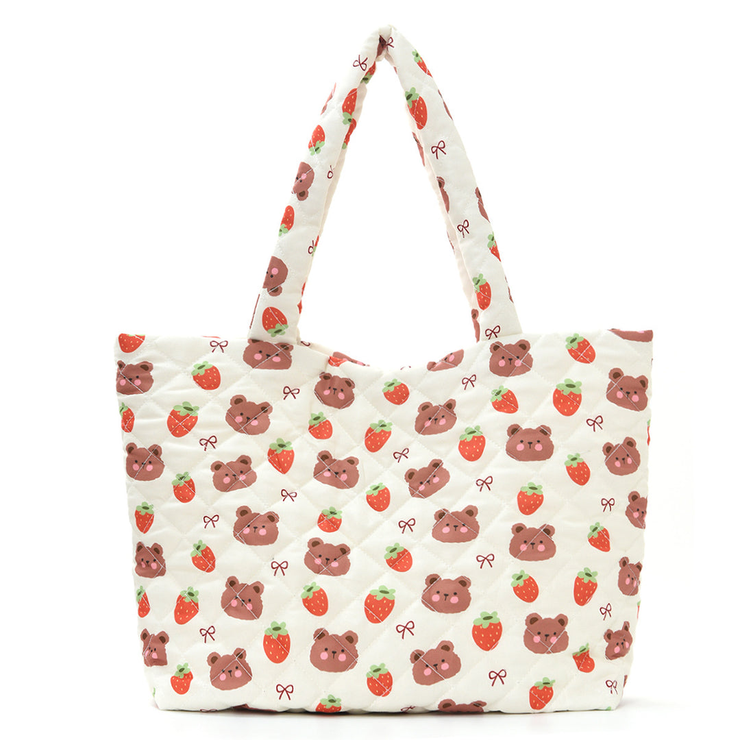 Trendy shopping bag with cute bear and strawberry design Bowlift