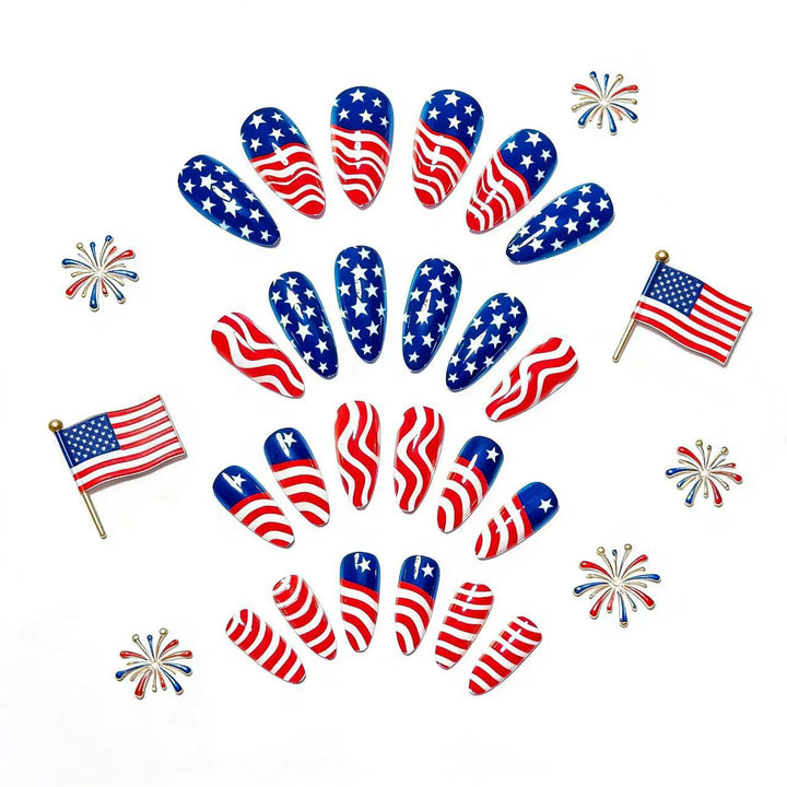 Artificial Nails In Patriotic Stars And Stripes Design Bowlift