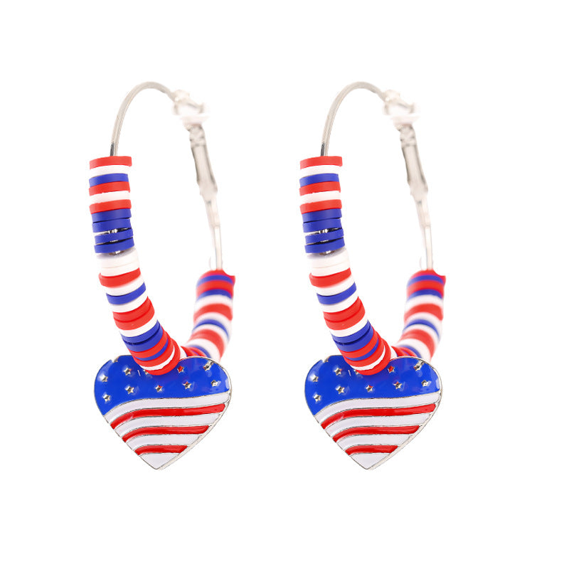 Women's nan patriotic horseshoe enamel dangle earrings with star-accented design and fishhook findings Bowlift