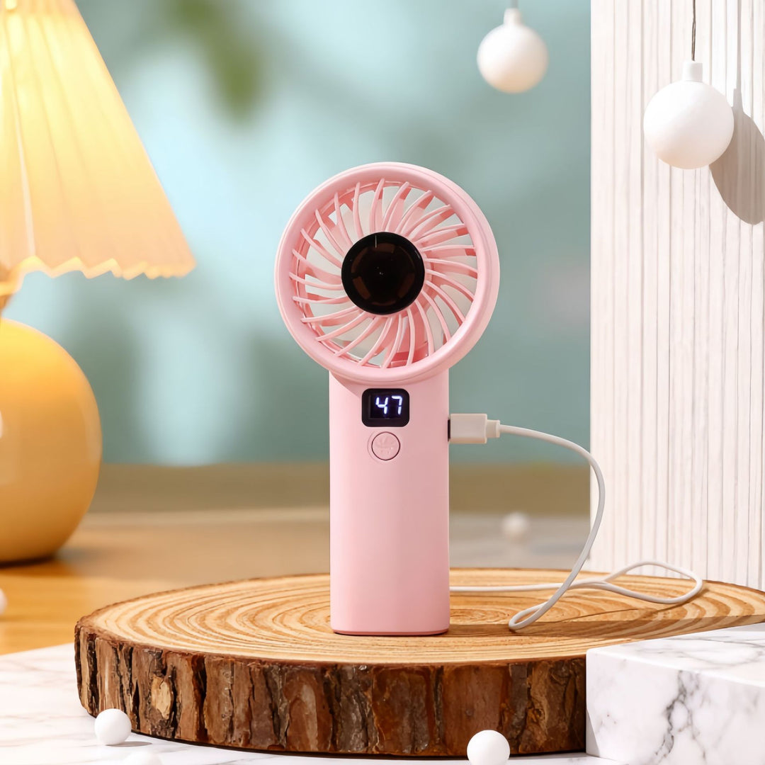 Ladies Portable Hand Fan with LED Display and Lightweight Design Bowlift