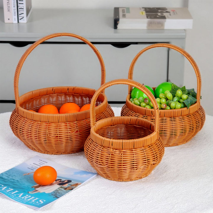 Women Handcrafted Storage Basket with Carrying Handle Bowlift