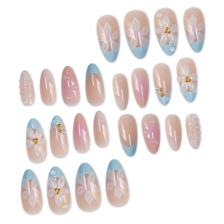 Artistic Floral Design Press-On Nail Set Bowlift