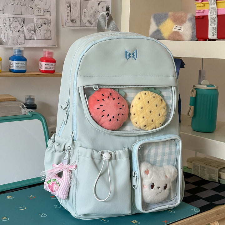 Functional Gingham Print Backpack Bowlift