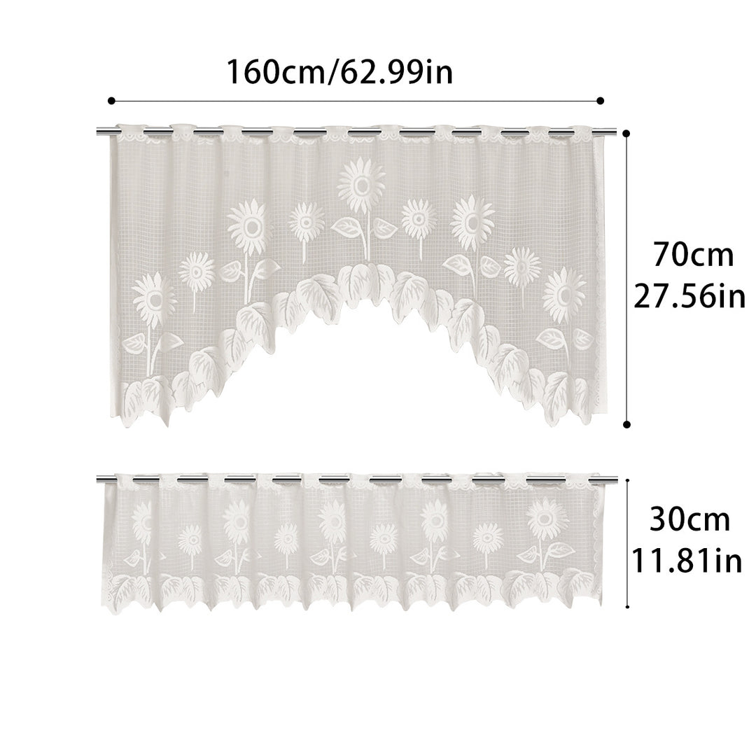 Elegant Floral Lace Window Curtain Set