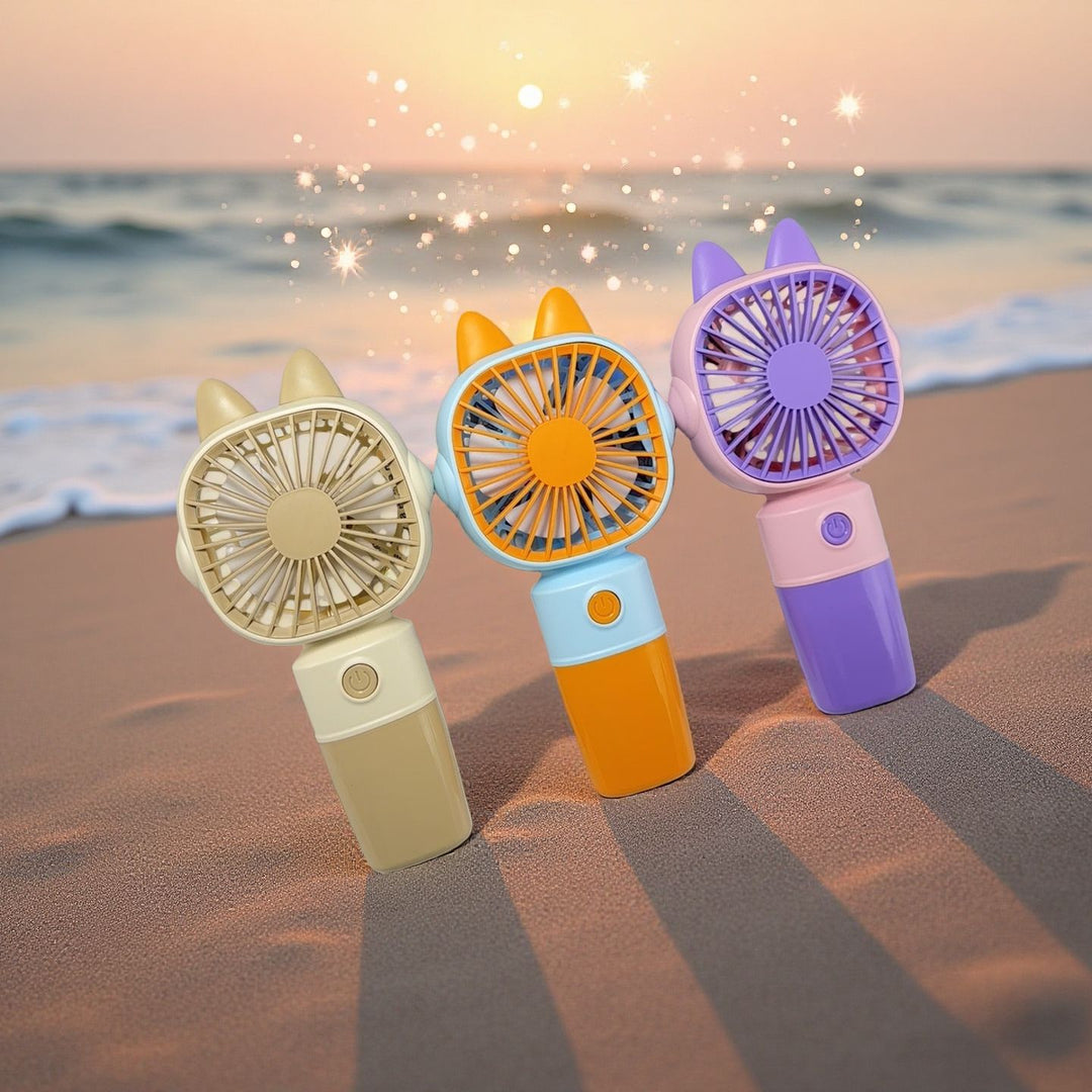 Women Portable Hand Fan with Cat Ears and USB Connection Bowlift