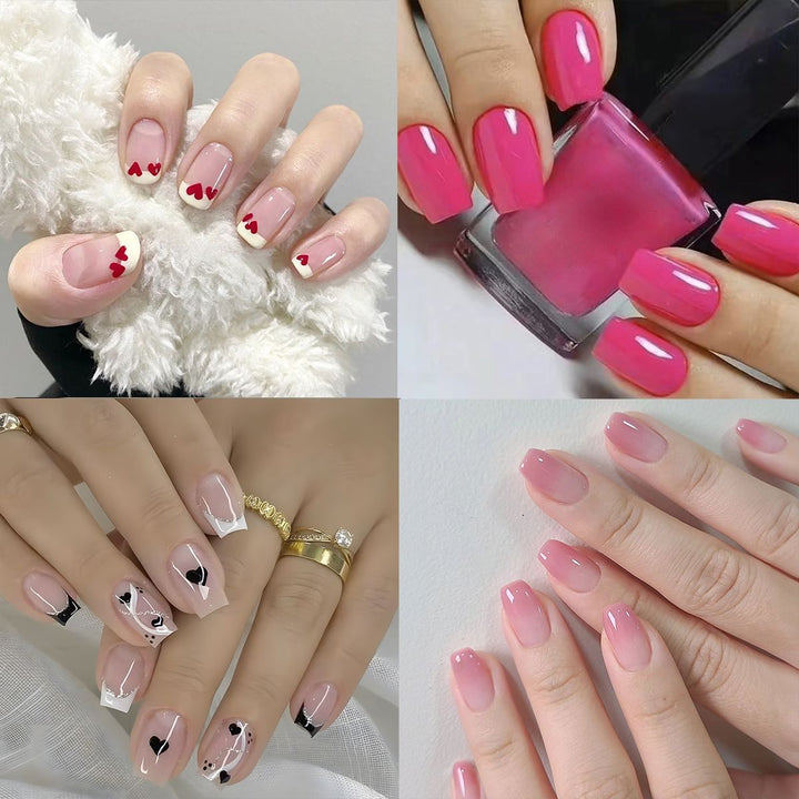 Artistic Press-On Nail Set with Heart and Classic Designs Bowlift