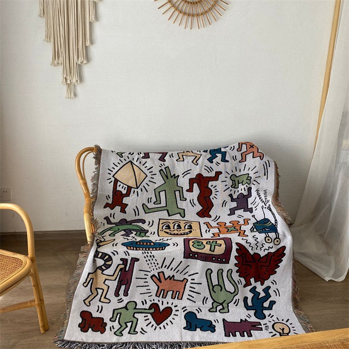 Artistic Handwoven Throw Blanket