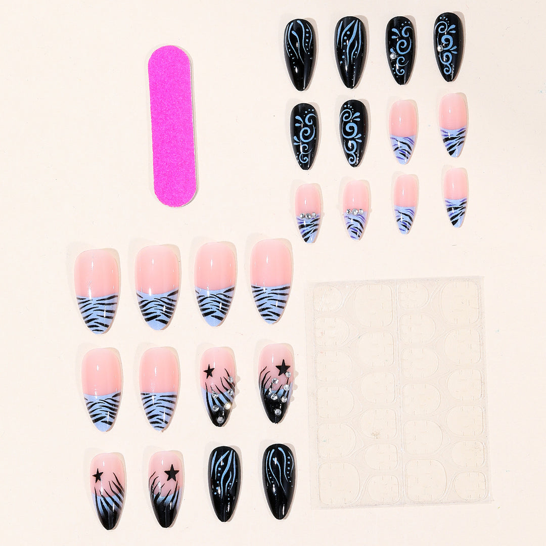 Artistic Stiletto Nail Art Extensions with Rhinestone Accents Bowlift