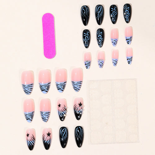 Artistic Stiletto Nail Art Extensions with Rhinestone Accents Bowlift