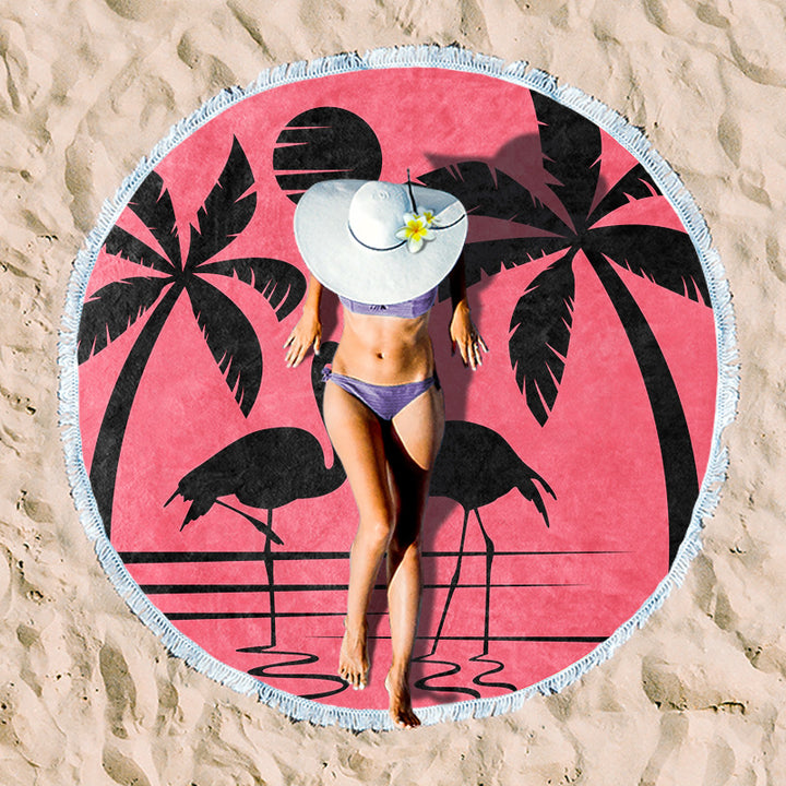 Round beach towel with artistic lotus design Bowlift