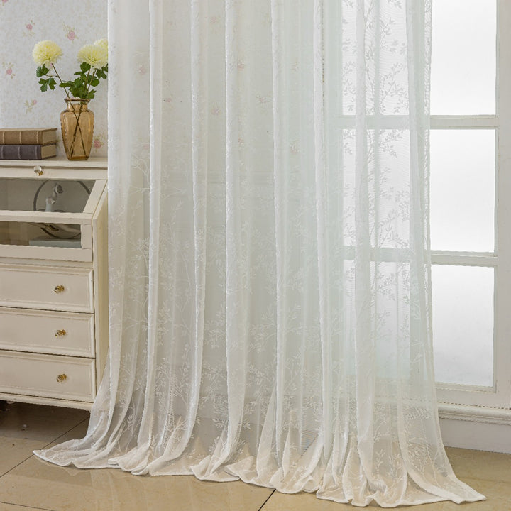 WoFloral Embroidered Sheer Curtain Bowlift