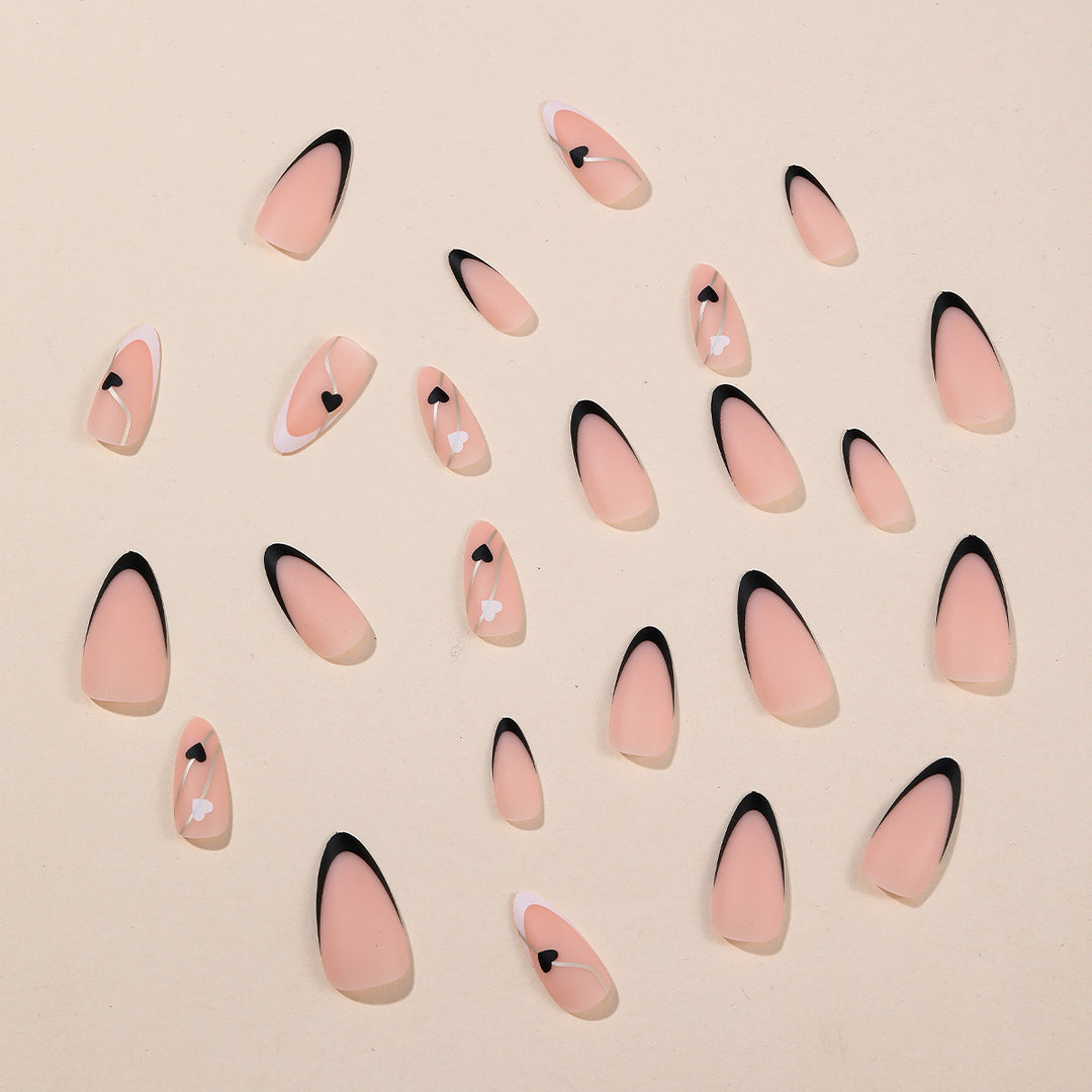 Elegant Heart-Themed Acrylic Nail Art Extensions Bowlift