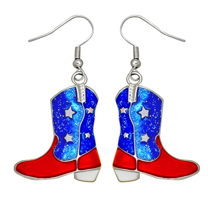 Women's stud earrings wing design enamel with star motif and fine alloy Bowlift