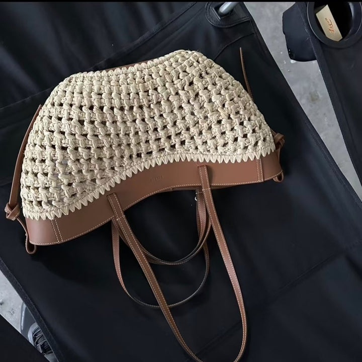 Braided shopping bag with high-quality leather trim Bowlift