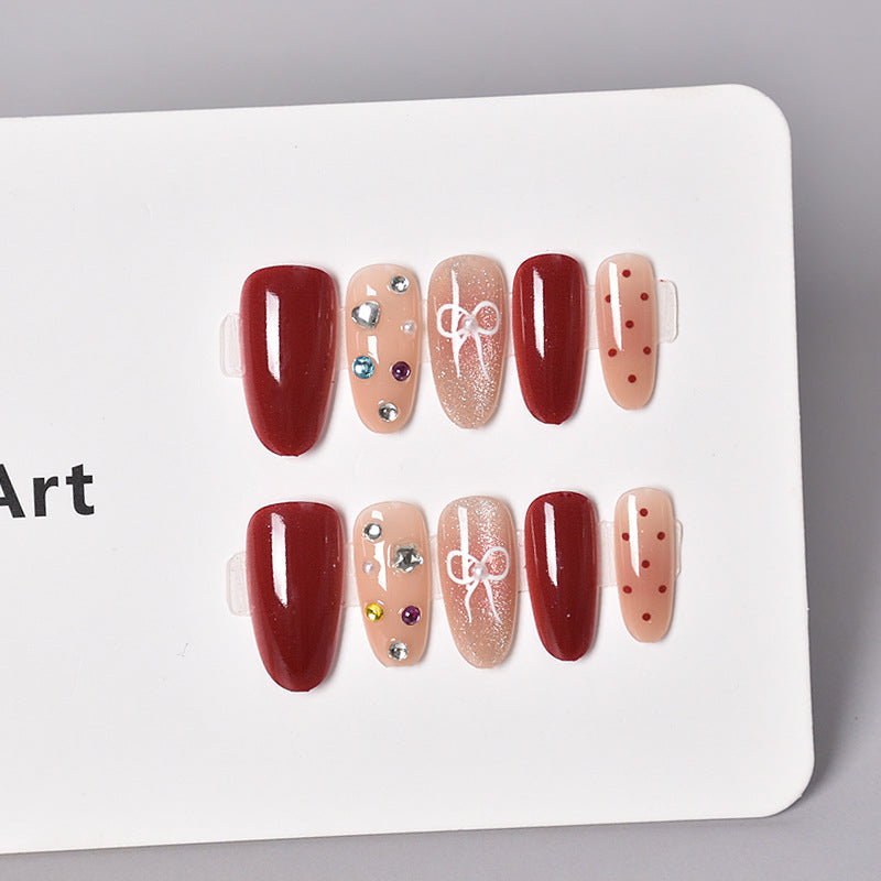 Glamorous Heart-Themed Press-On Nail Set Bowlift