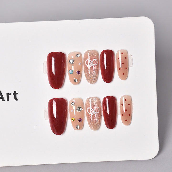 Glamorous Heart-Themed Press-On Nail Set Bowlift