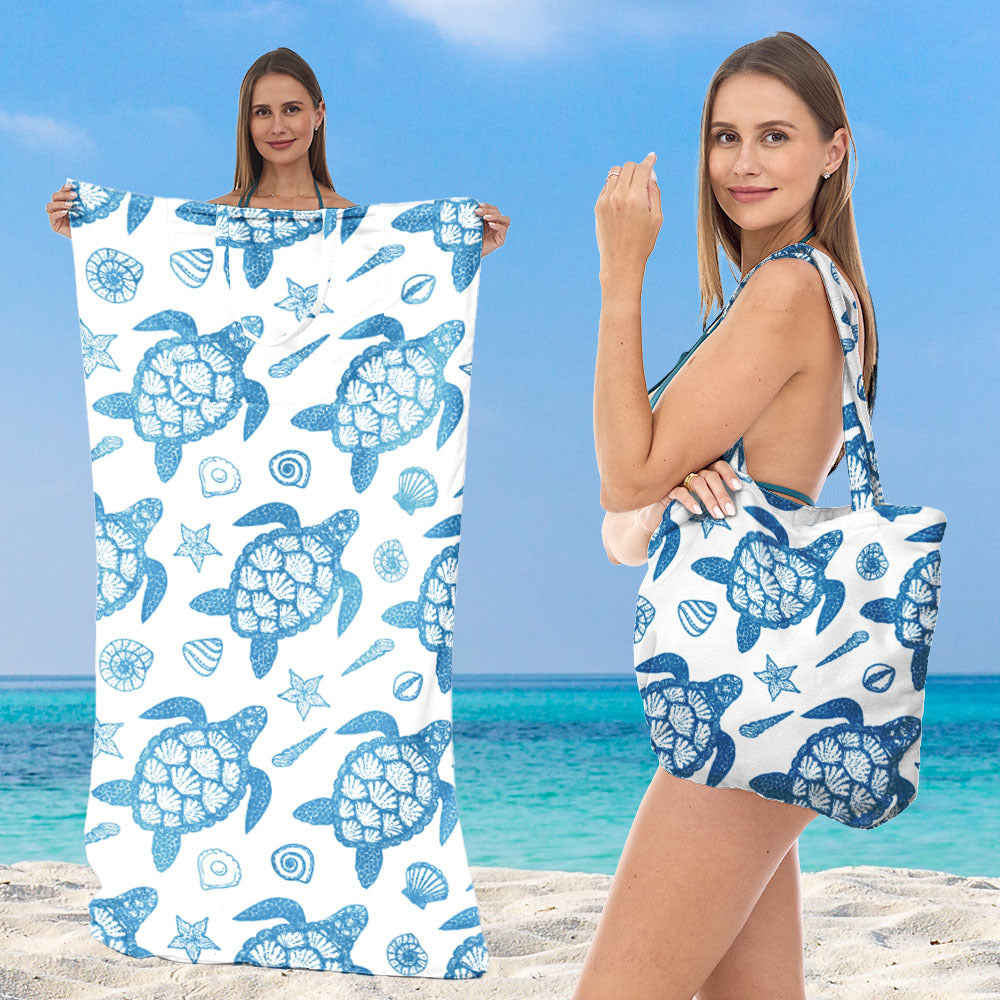 Beach towel with creative sea turtle pattern Bowlift