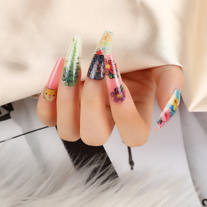 Artificial nails with floral patterns Bowlift